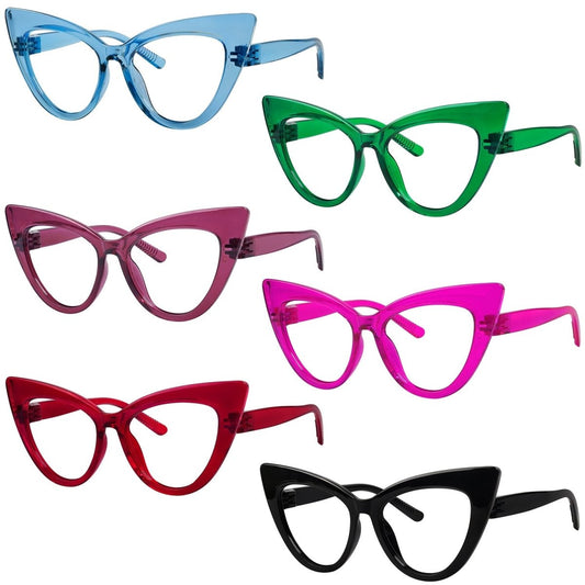 6 Pack Oversized Cat-eye Metalless Screwless Reading Glasses R2318